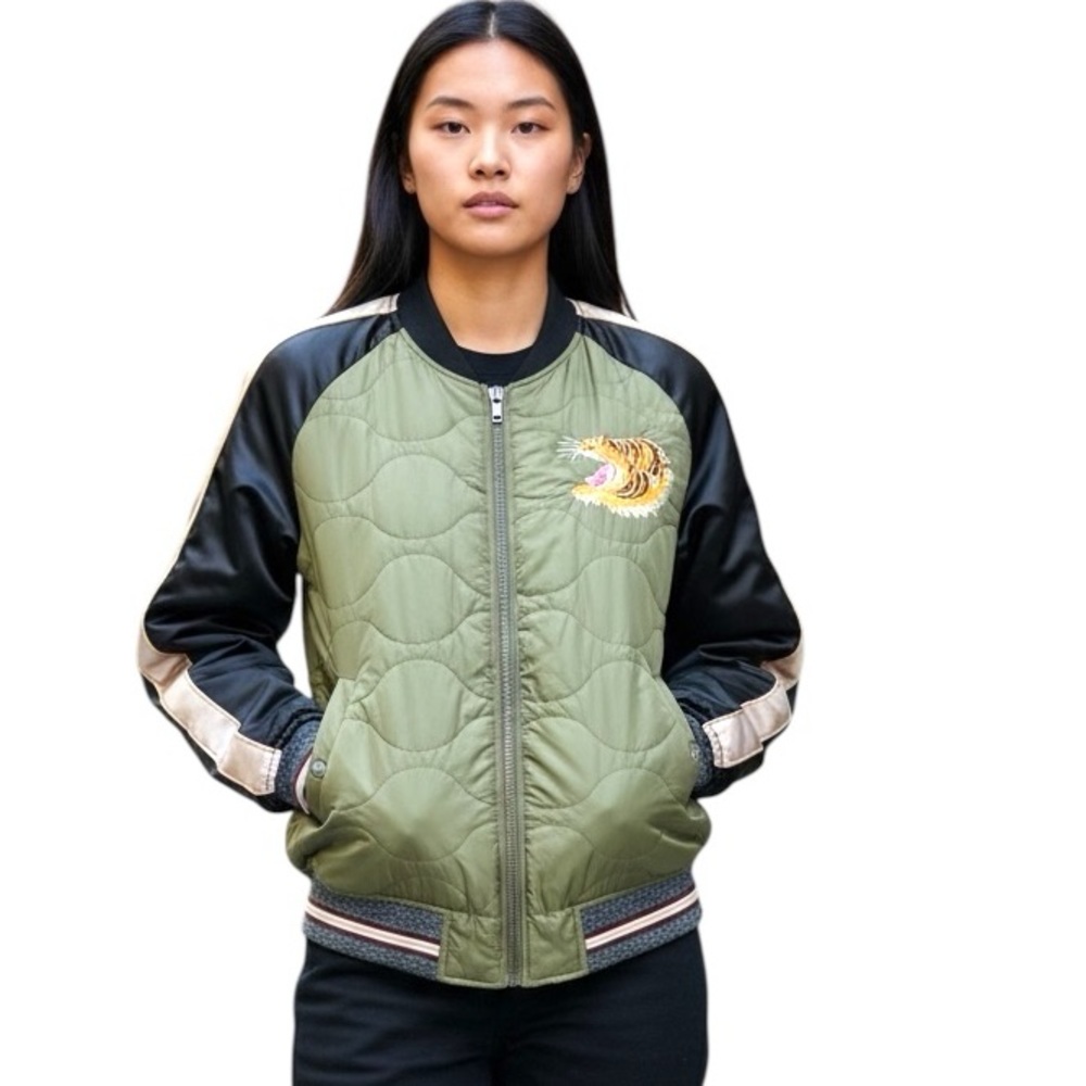 Scotch & Soda Maison Scotch Women’s Silk Souvenir Bomber Jacket Embroidered